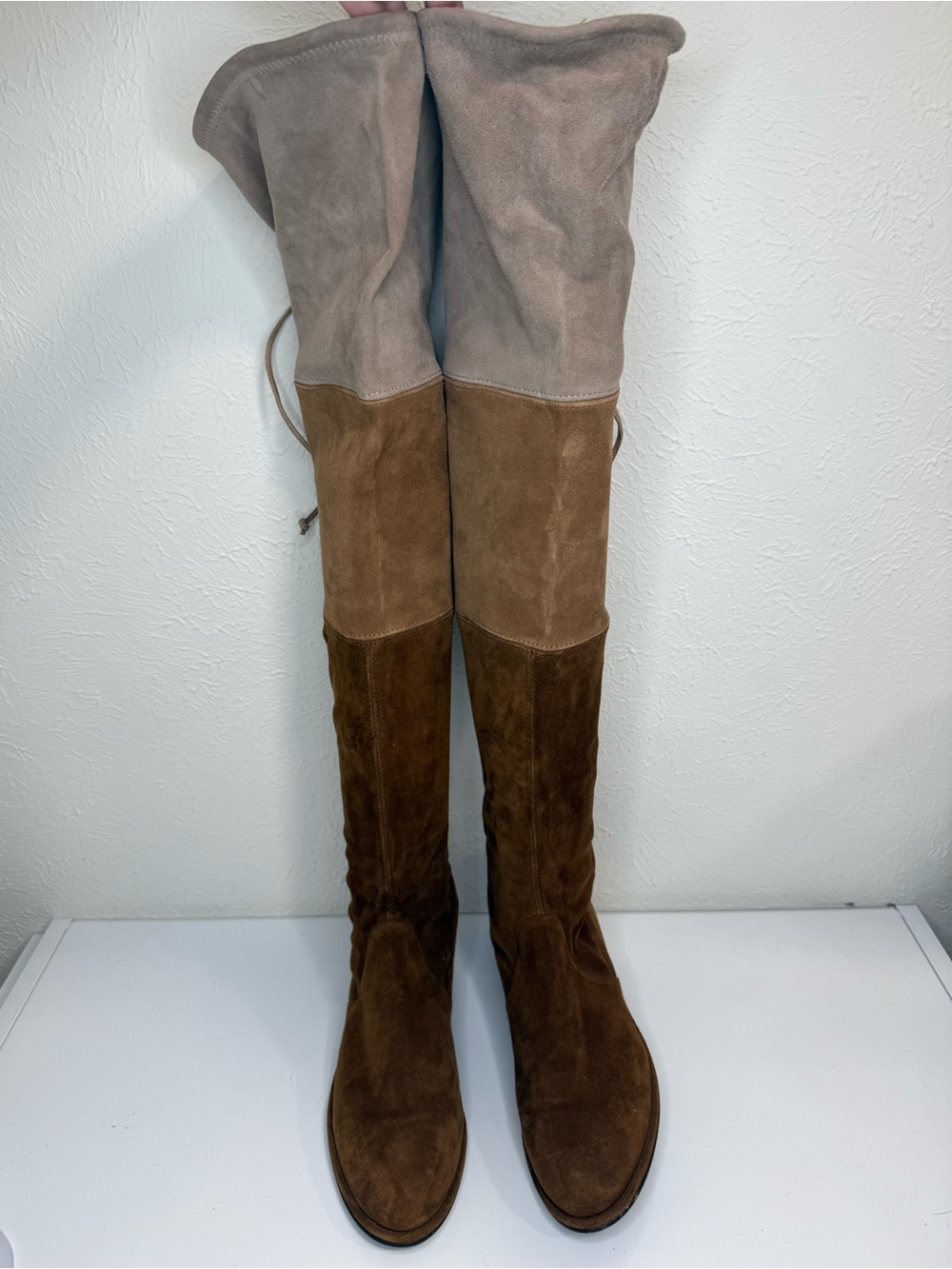 Stuart Weitzman Lowland Tri-Color Suede Over Knee Boots 6B